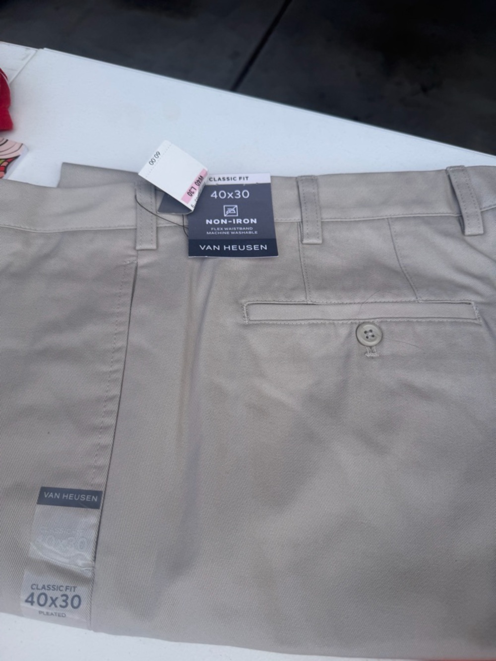 Van Heusen Classic Fit Non-Iron Pants - Light Beige